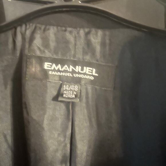 Vtg Emanuel Ungaro Womens Black Wool 97% Blazer Jacket Sz 14/48 Business Office - Picture 2 of 10